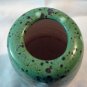 Retro wheel thrown bullet shaped pottery vase mottled green glaze vintage hc2604