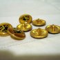 7 Gold tone metal buttons shields lions 15mm shank backs sewing crafts hc2607