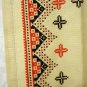 Embroidered Aida cloth Scandinavian cross stitch orange brown threadwork hem hc2615