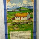 Irish crofter cottage and poem tea towel cotton linen unused hc2616