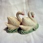 2 Swans swimming graceful ceramic figurine vintage hc2618