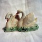 2 Swans swimming graceful ceramic figurine vintage hc2618