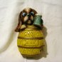 Carnival chalkware puppy in beer keg money bank vintage hc2619
