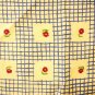 4 Irish linen dinner napkins window pane check with flowers unused hc2648