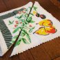 2 Vintage cotton napkins fruit motif crocheted edge immaculate hc2662