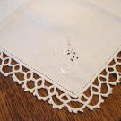 2 Vintage cotton napkins whitework embroidery tatted lace edge hc2663