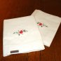 Pair white cotton pillow cases hand embroidery detail standard unused with tags preowned hc2688