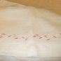 Pair embroidered linen guest towels or table runners white pink threadwork hem vintage hc2698