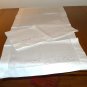Pair embroidered linen guest towels or table runners white pink threadwork hem vintage hc2698