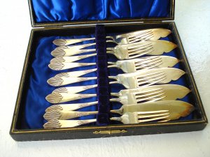 Harrison Fisher Co silverplate fish service for 6 Sheffield antique  hc2773