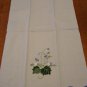 Applique embroidery bell flowers on blue hand or guest towel cotton excellent vintage hc2809