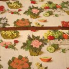 Fruit and flowers kitchen window valance 2 pc 68 inches excellent 1940s barkcloth vintage hc2816