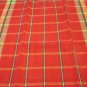Pair coordinated cotton linen tea kitchen towels fruit plaid vintage hc2834
