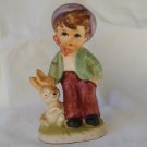 Arnart figurine boy with rabbit hand painted bisque vintage hc2840