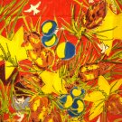 Hand painted signed Christmas tablecloth or wall hanging stars balls vintage linens hc1052