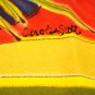 Hand painted signed Christmas tablecloth or wall hanging stars balls vintage linens hc1052