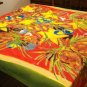 Hand painted signed Christmas tablecloth or wall hanging stars balls vintage linens hc1052