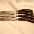 Marvo Live Edge Steakmates 4 steak knives stainless Bakelite faux stag handles vintage hc2880