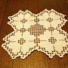 Hardanger embroidery doily table mat white excellent vintage hc2882