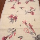Linen tea towel trumpet flowers gray white vintage Ireland hc2885