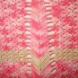 Hand crocheted hostess apron tan varigated pink great vintage hc2898