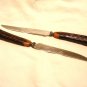 2 Glo-Hill steak knives stainless Bakelite handles faux antler vintage hc2911