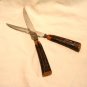 2 Glo-Hill steak knives stainless Bakelite handles faux antler vintage hc2911