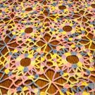 Varigated crochet table runner granny wheels pink blue yellow vintage hc2912