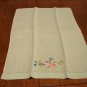 Mint green linen guest towel daisy embroidery fine antique condition hc2921