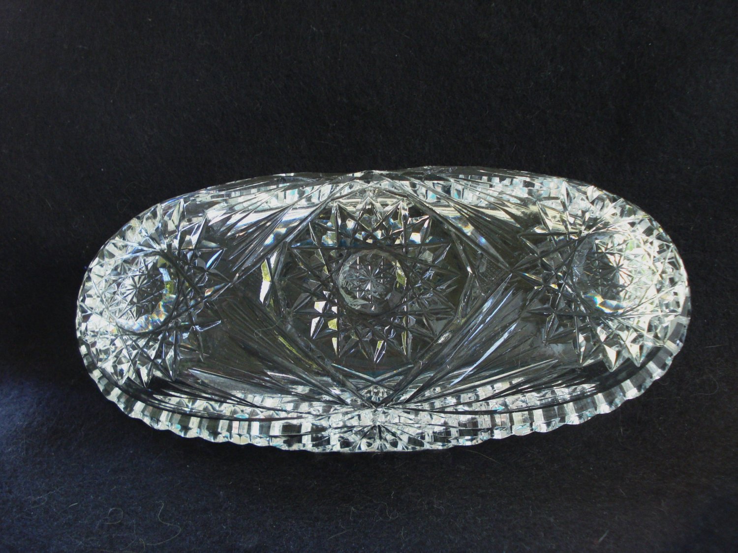 American Brilliant cut glass condiment dish made for Birks Canada