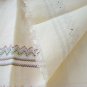 Pair embroidered cream huck hand towels Scandinavian style vintage linen hc2962
