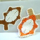 2 Fish shaped hand crocheted potholders heat pads excellent hc2967