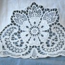 Linen hand or guest towel Oatmeal lace accent threadwork hem vintage hc2992