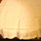 Antique linen pillow sham whitework daisy embroidery button opening Victorian hc3002