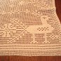Christmas hand crocheted table mat filet stitch reindeer flowers white vintage hc3007