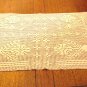 Christmas hand crocheted table mat filet stitch reindeer flowers white vintage hc3007