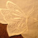 Victorian butterflies on oval table dresser mat white linen fine whitework embroidery hc3012