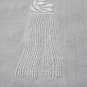 White linen guest towel embroidered tassel frog threadwork hem vintage hc3231