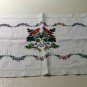 Cross-stitch embroidered dresser scarf table runner linen threadwork hem vintage hc3304