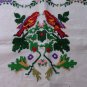 Cross-stitch embroidered dresser scarf table runner linen threadwork hem vintage hc3304