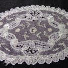 Silken net lace doily Battenburg lace oval antique netlace hc3308