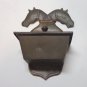 Double horses heads copper match holder safe or key keeper early American hc3330