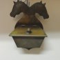 Double horses heads copper match holder safe or key keeper early American hc3330