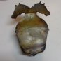 Double horses heads copper match holder safe or key keeper early American hc3330