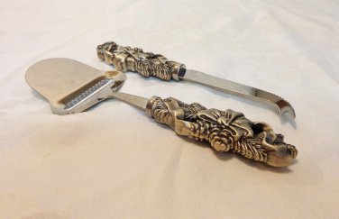 Christmas cheese tools cutlery 1 slicer 1 knife with pick stainless and brass hc3353