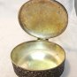 Repousse steel box hinged lid oval silvered interior hc3356