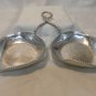 Buenilum hammered aluminum double candy dish leaf pattern twisted handle mid century vintage hc3366