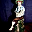 Leonardo signed bisque china figurine shepherd boy lamb hc1290