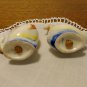 Swans a swimming salt pepper shakers ceramic pink white Mid century vintage Japan hc3378
