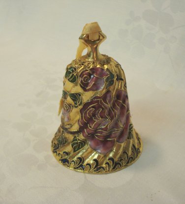 Gold and roses elegant caviar beading enameling bell vintage hc3379